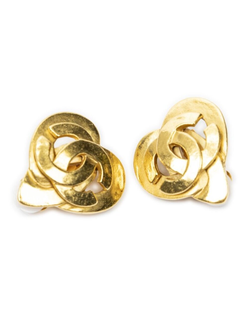Chanel CC Logo Heart Clip-On Necklace Gold Plated